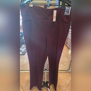 New York & Company Plum Pull-On Ankle Ponte Pants XL Tall